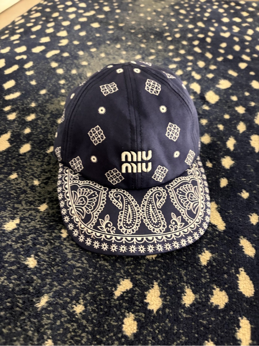 Miu Miu Navy and White Bandana-Print Cap